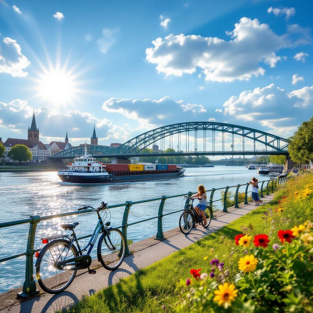 Vibrant Summer Afternoon by the Nibelungen Bridge