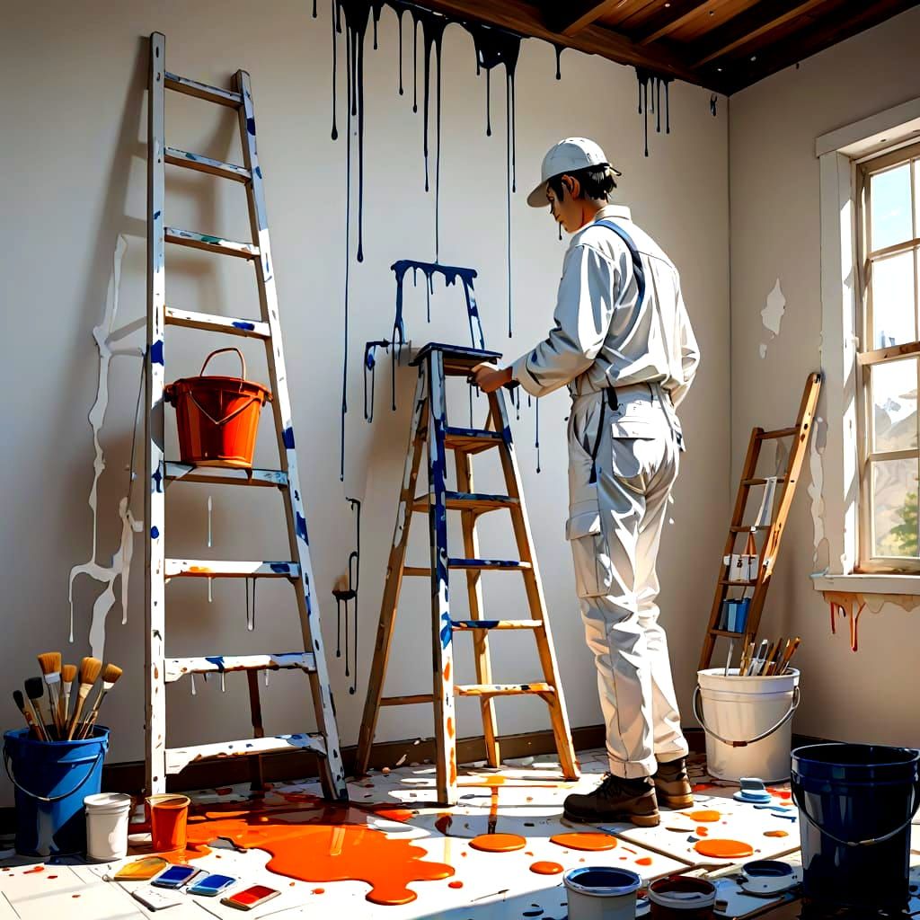 Painter's Masterpiece in Vibrant Flat Style