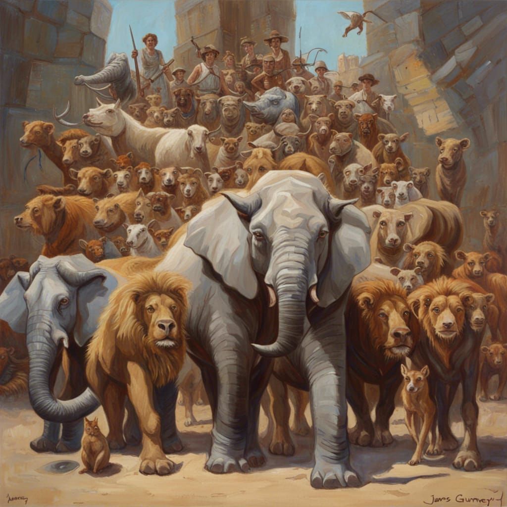 Animal Equality: An Oil Painting by Gurney
