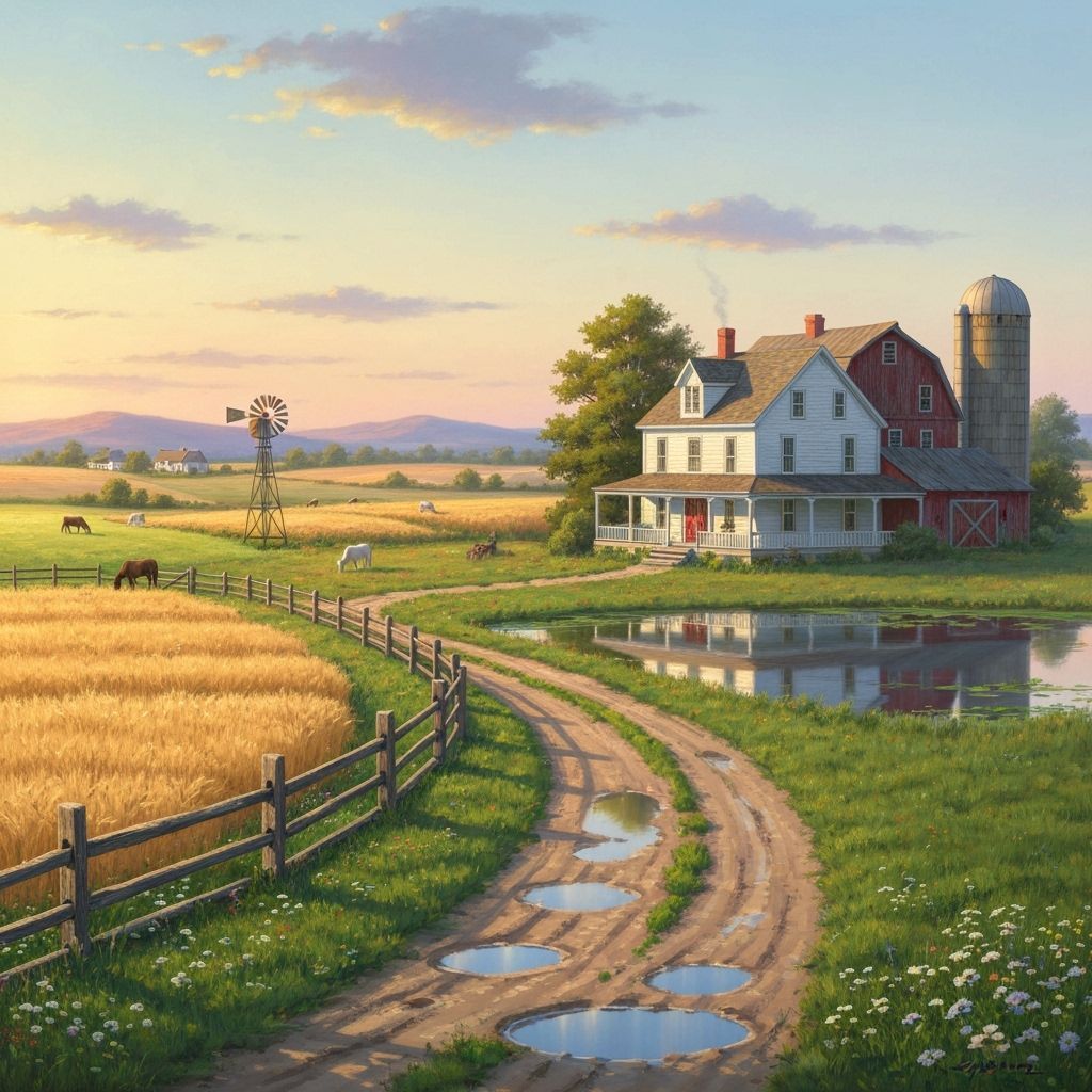 Picturesque Farm Landscape in Impressionist Style