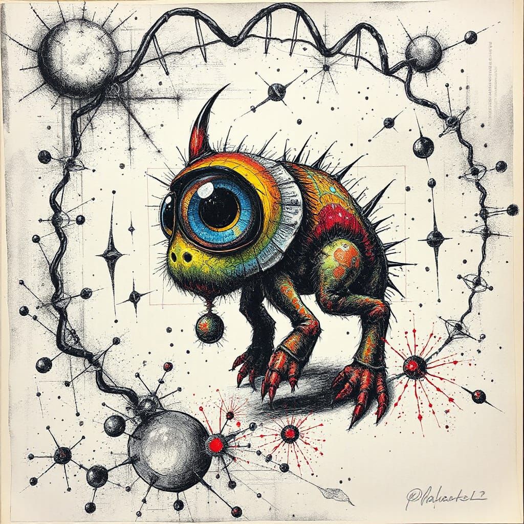 Psychedelic Surreal Creature in Fractal Colors