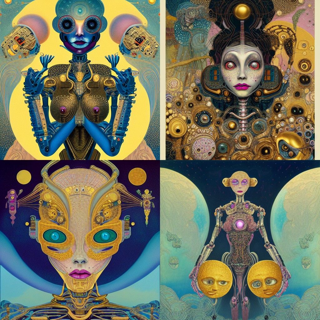 Golden Robot Portrait in Burtonesque Style