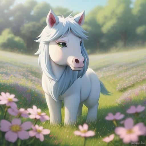 Kawaii Baby Falabella Horse in Anime Style