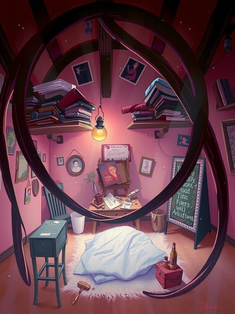 Cozy Cluttered Bedroom With Oil Lamp Light