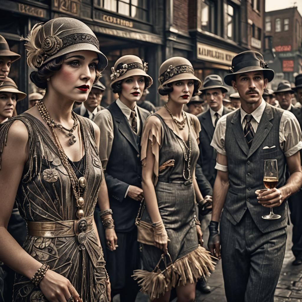 Flappers and Wowsers in Hyperrealistic Style