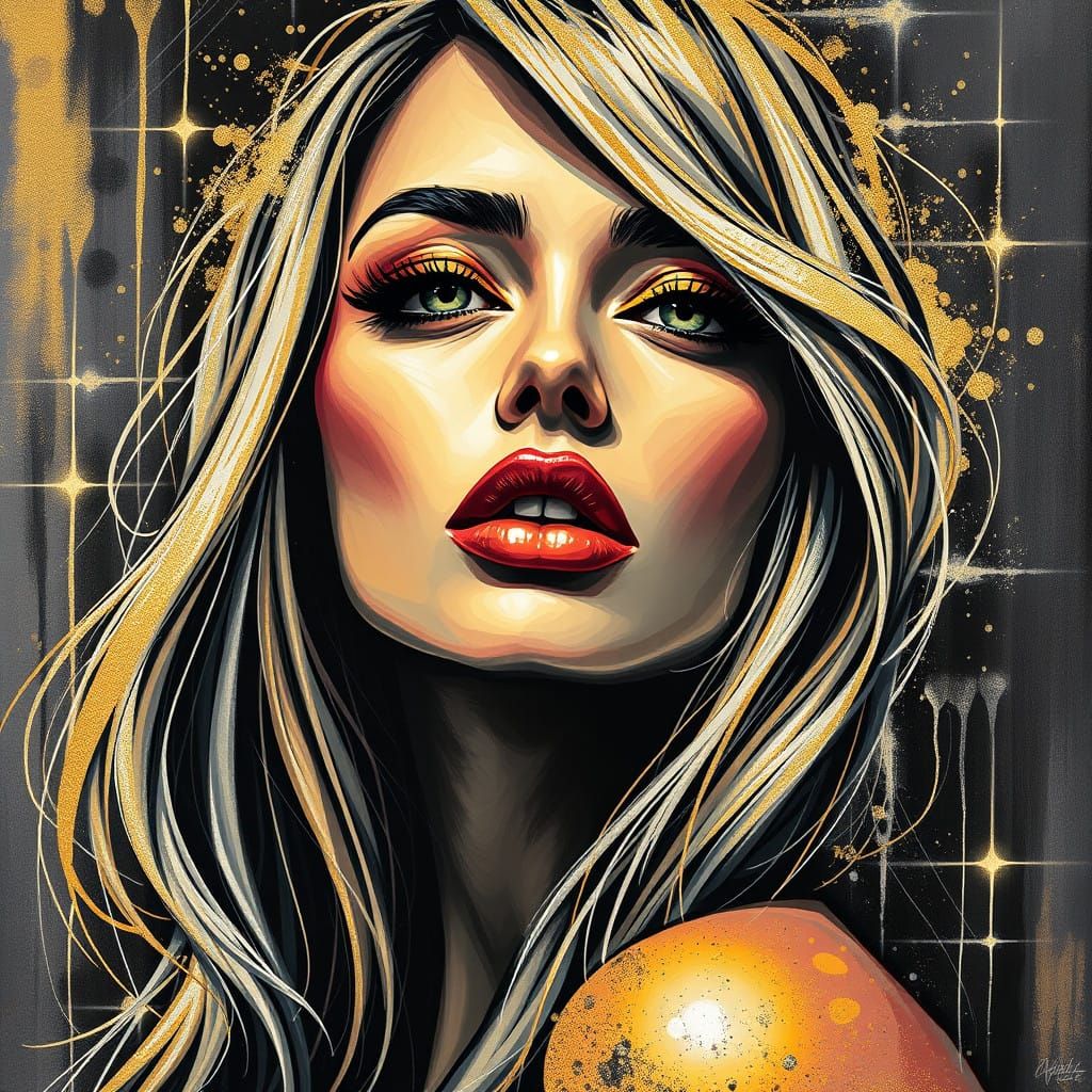 Glamorous Woman in Golden Glory