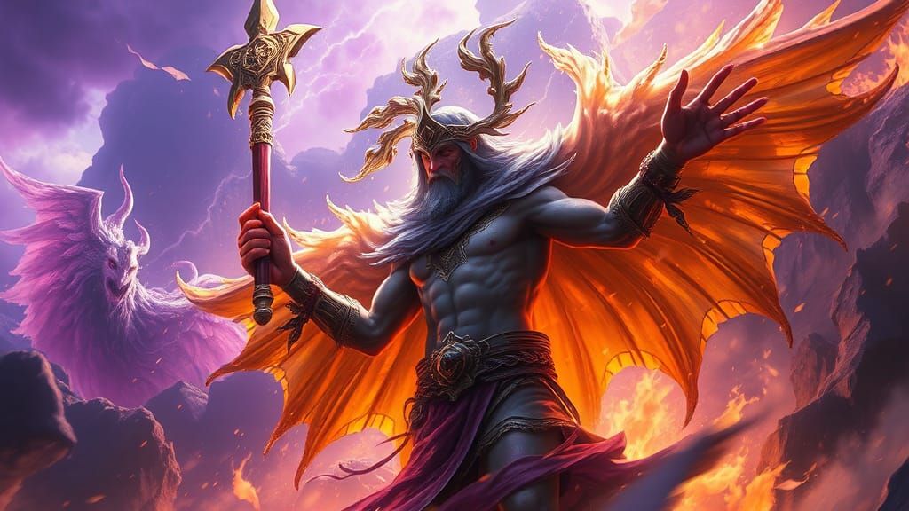 Aeolus Creates Storm on Olympus, Dark Fantasy Art