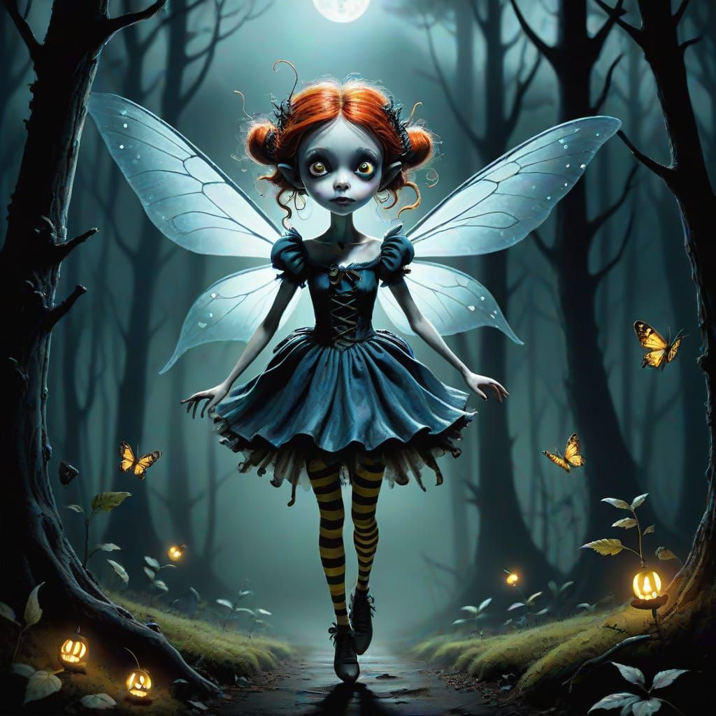 Dark Forest Fairy in Tim Burton Style