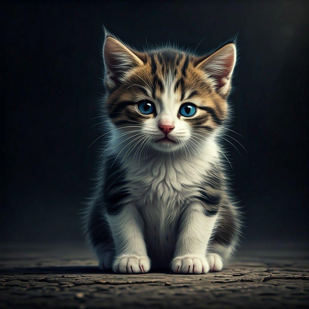 Playful Kitten and Puppy in Digital Art