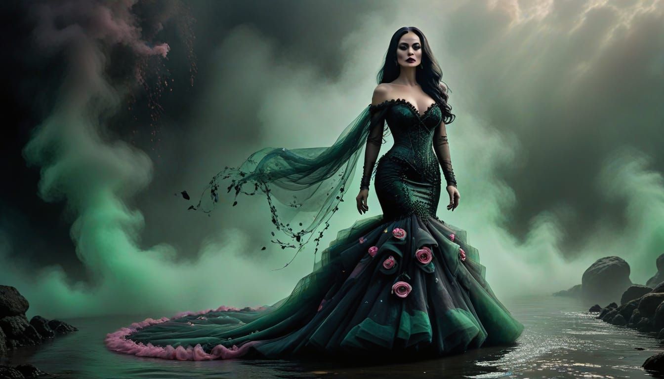 Elegantly Spooky: Morticia Addams in Gothic Noir