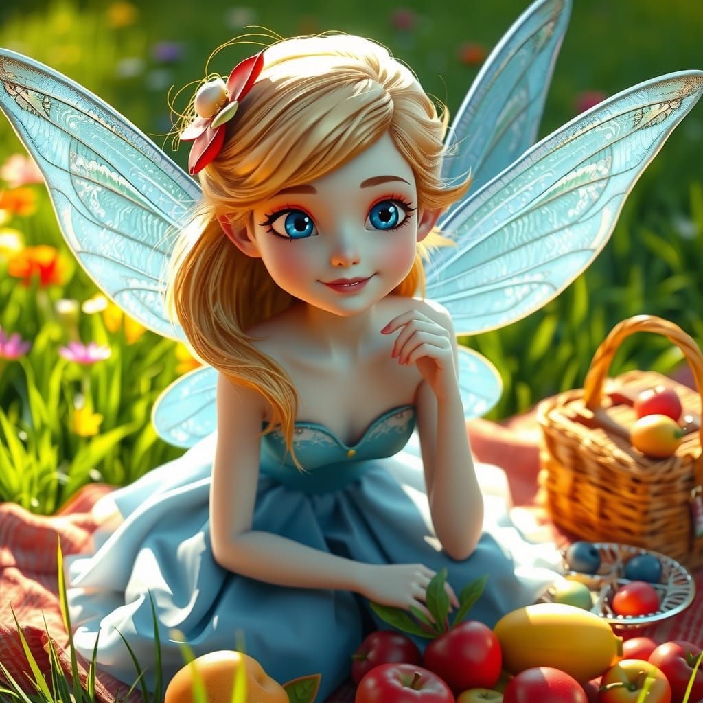 Enchanting Spring Scene with the Blue Fairy