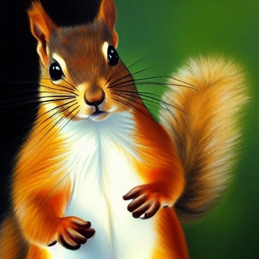 Squirrel on German Flag as Oil Painting