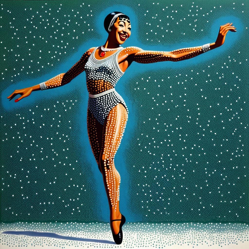 Josephine Baker Dancing: A Pointillist Portrait