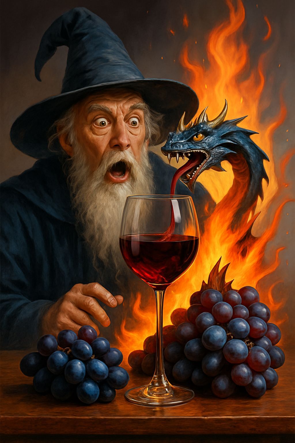 Surprised Wizard Observes Recreated Scene