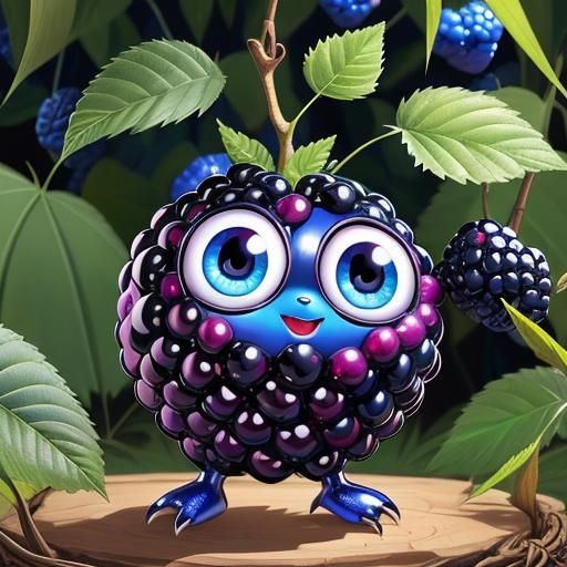 Cute Dancing Blackberry with Expressive Eyes: Digital Artwor...