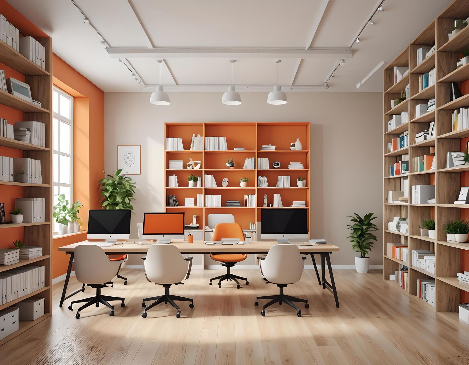 Modern Open Office Interior in 3D Rendering