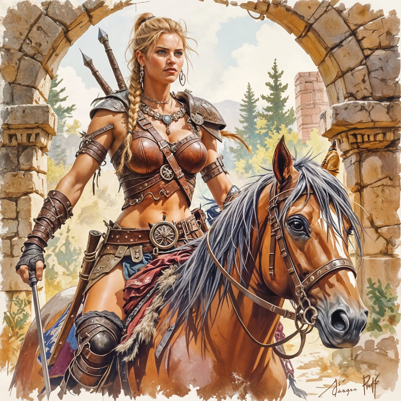Female Barbarian Guarding the Gate