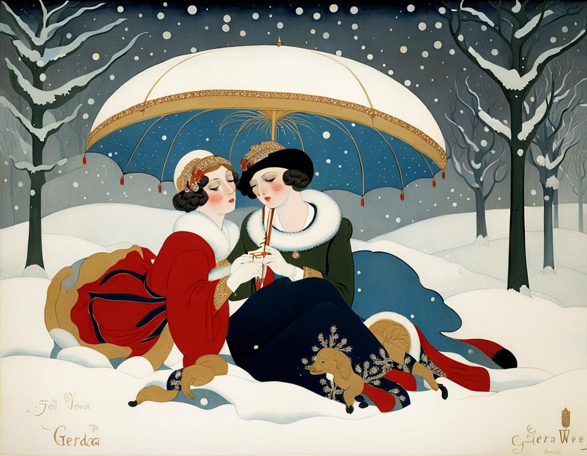 Snowy Day in Art Nouveau Style