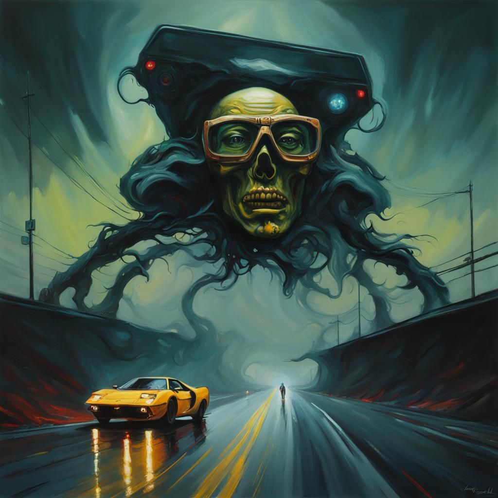 Surreal Cyberpunk Motorcycle Adventure on Melting Highway