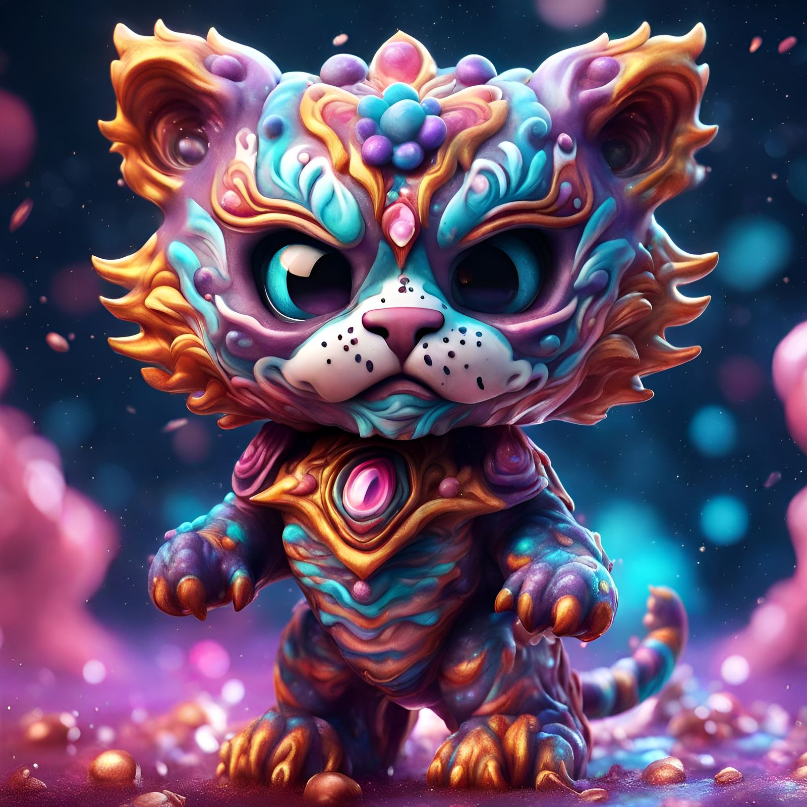 Baroque Chibi Monster Tiger in Fantasy Galaxy