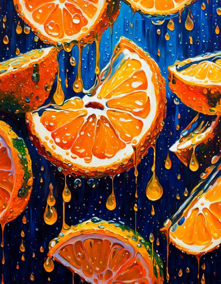 Orange Slice in Neo-Impressionist Expressionist Style