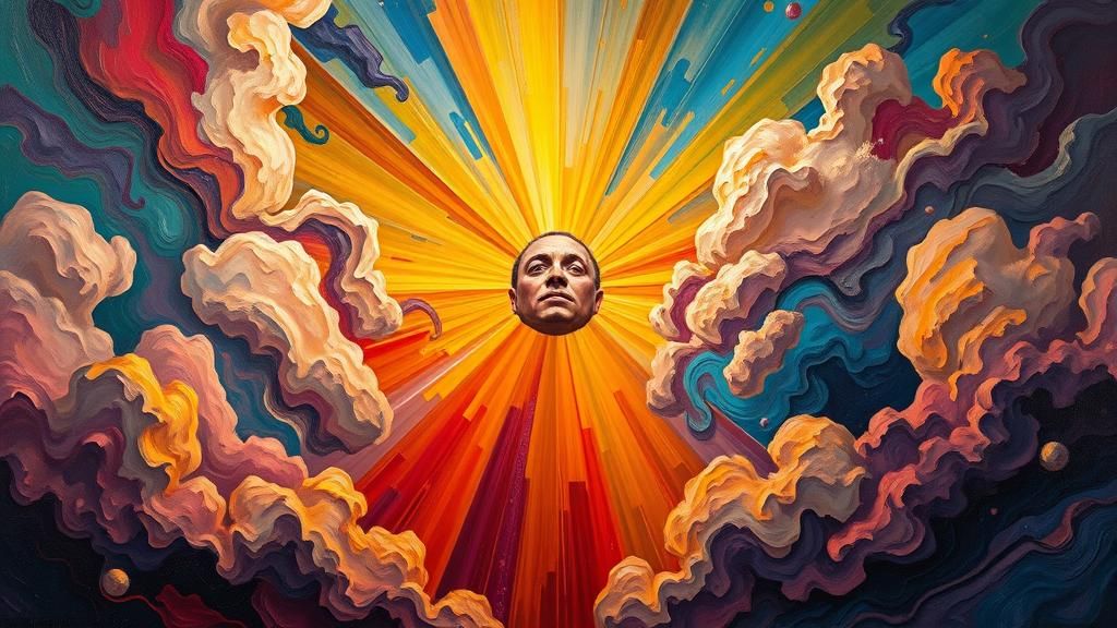 Radiant Figure in Impasto Style with Swirling Clouds