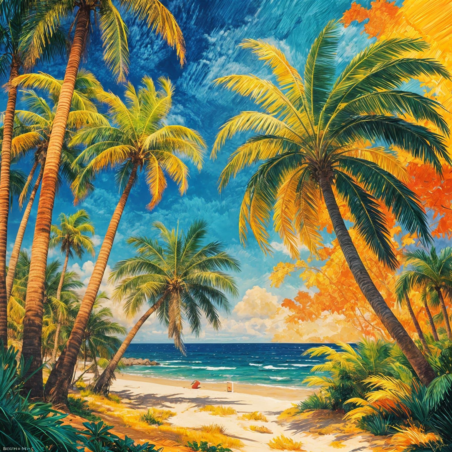 Palm Trees Against a Bright Blue Sky