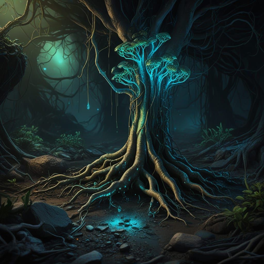 Bioluminescent Ant Colony: Underground Veins