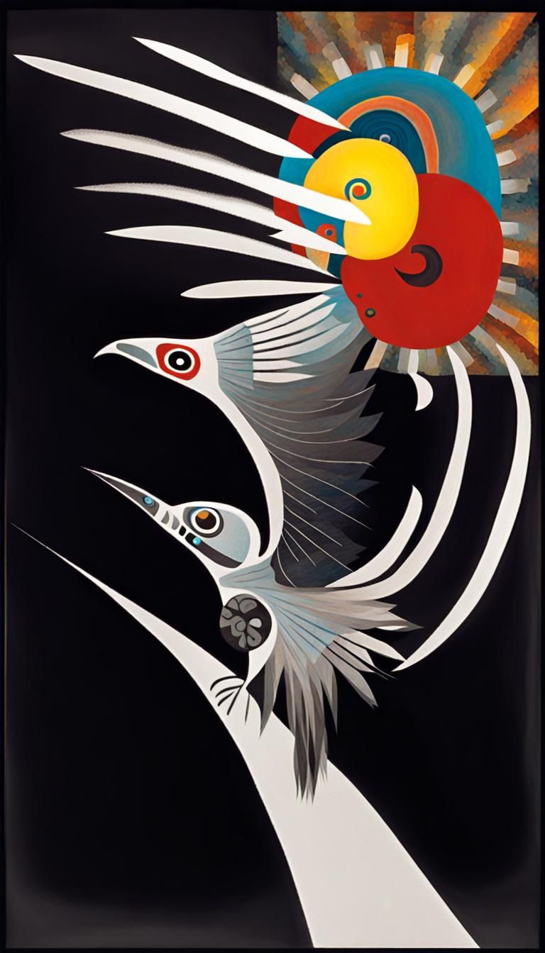 Native American Thunderbird  in  flight,  sugar skulls ,   i...