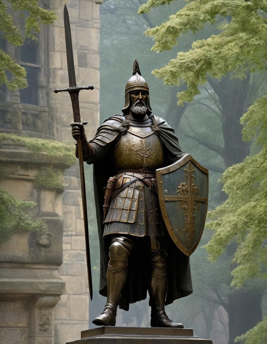 Alfred the Great Statue in Impressionist Style