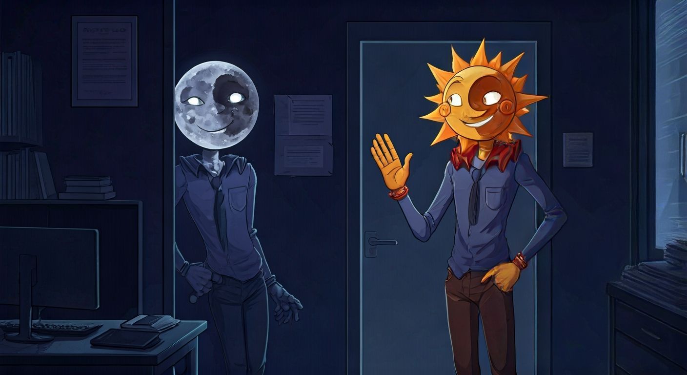 Moon and Sun Shift Change at Sunrise and Sunset