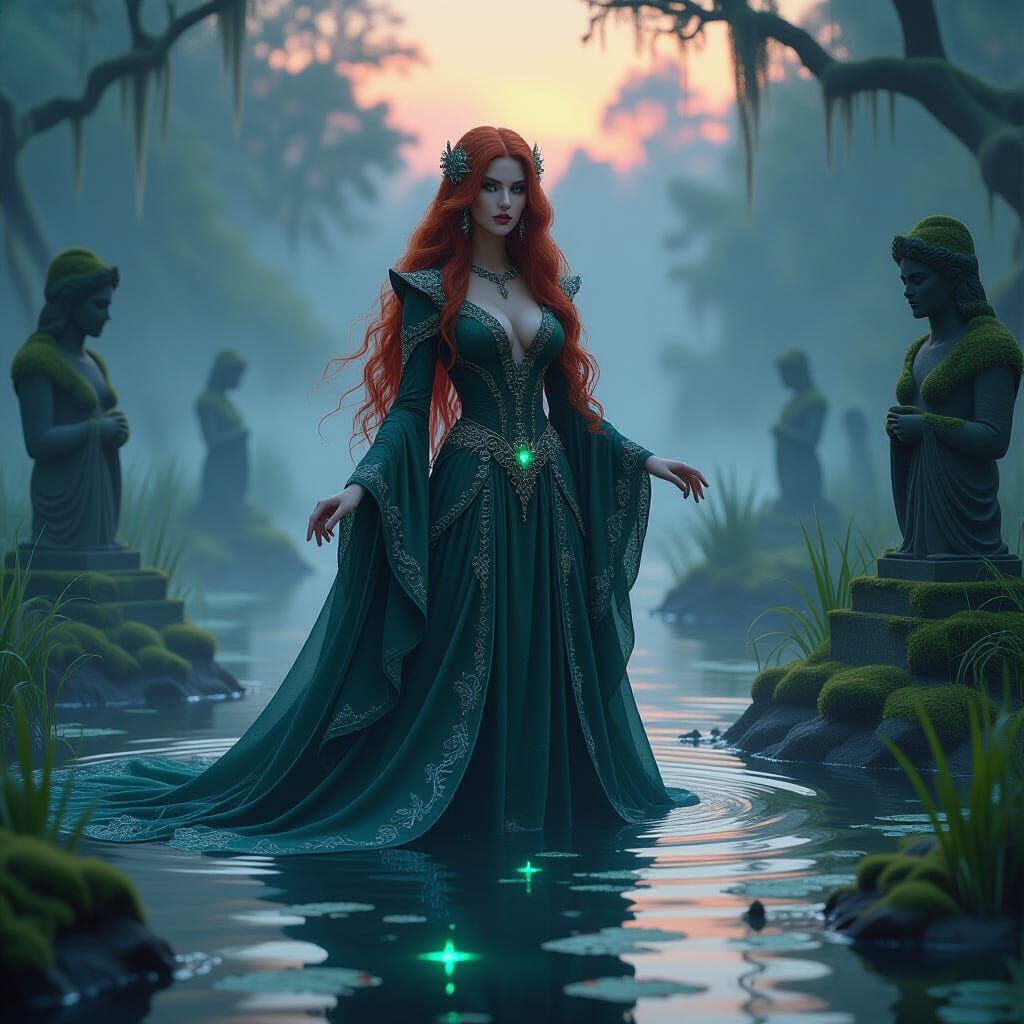 Sorceress of the Luminous Marsh at Twilight