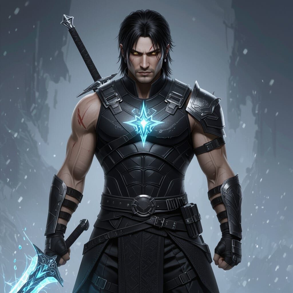 Ultra-Realistic Fantasy Warrior in Armor with Energy Sword