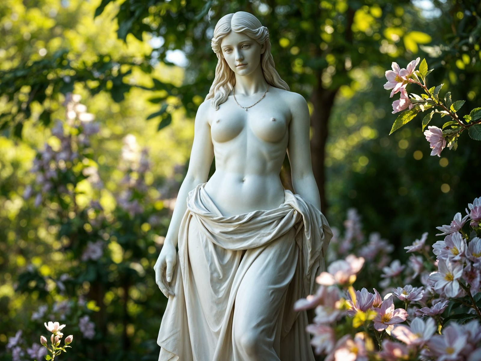 Radiant Marble Persephone in Spring Garden Photograph
