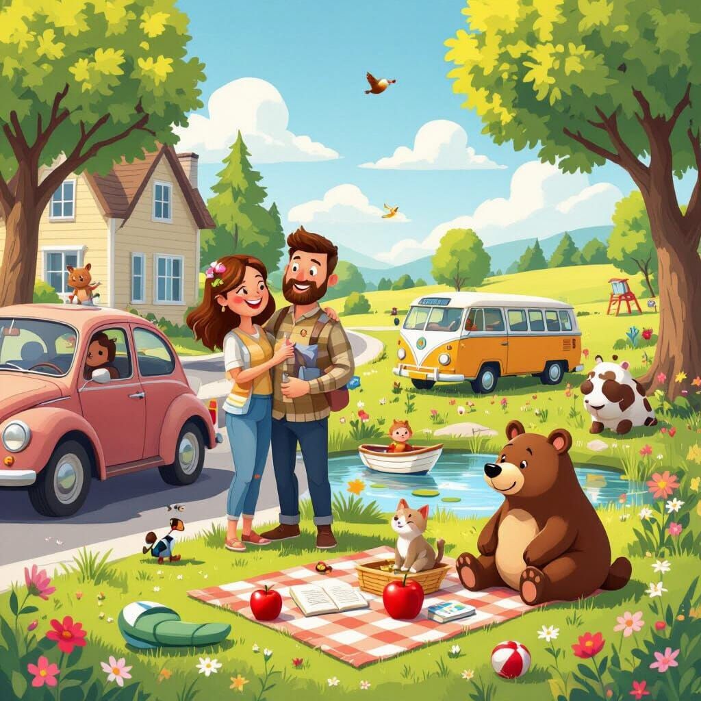 Gentle Realistic Children's Illustration of a Sunny Day