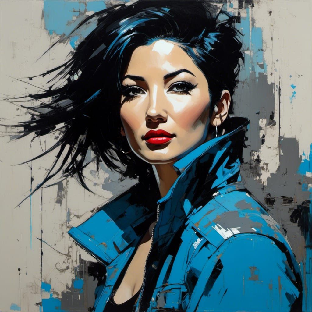 Detailed Punk Woman Portrait in Anime Art Style