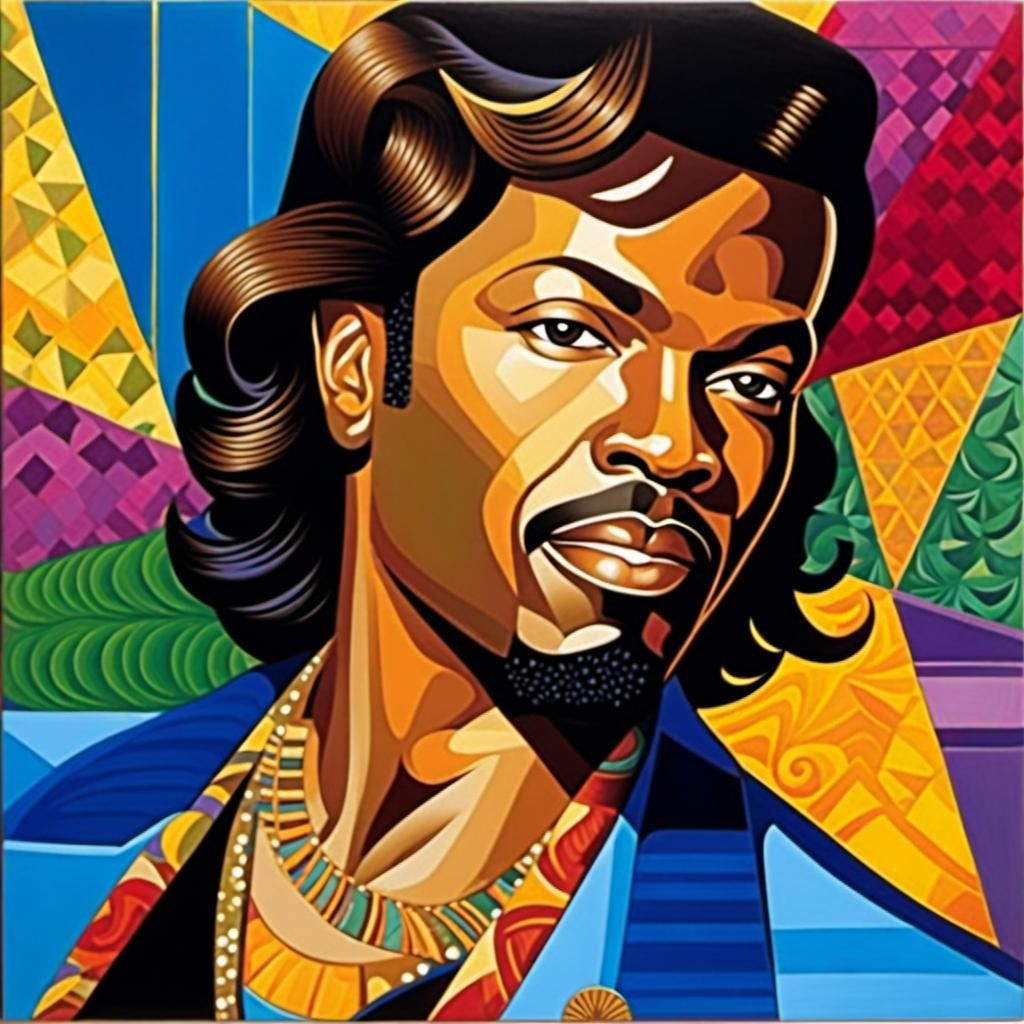 Vintage Rock and Roll Portrait in Geometric Style