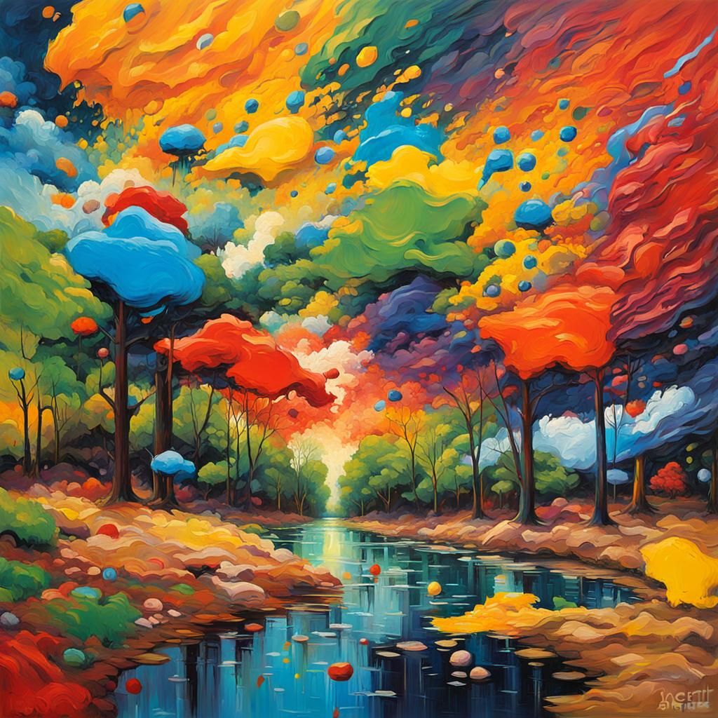 Polychromatic Oil Painting in Expressionist Style