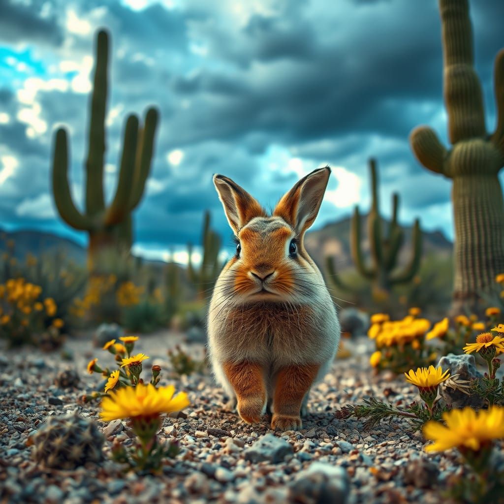 Desert Bunny Hops Through Majestic Arizona Landscape