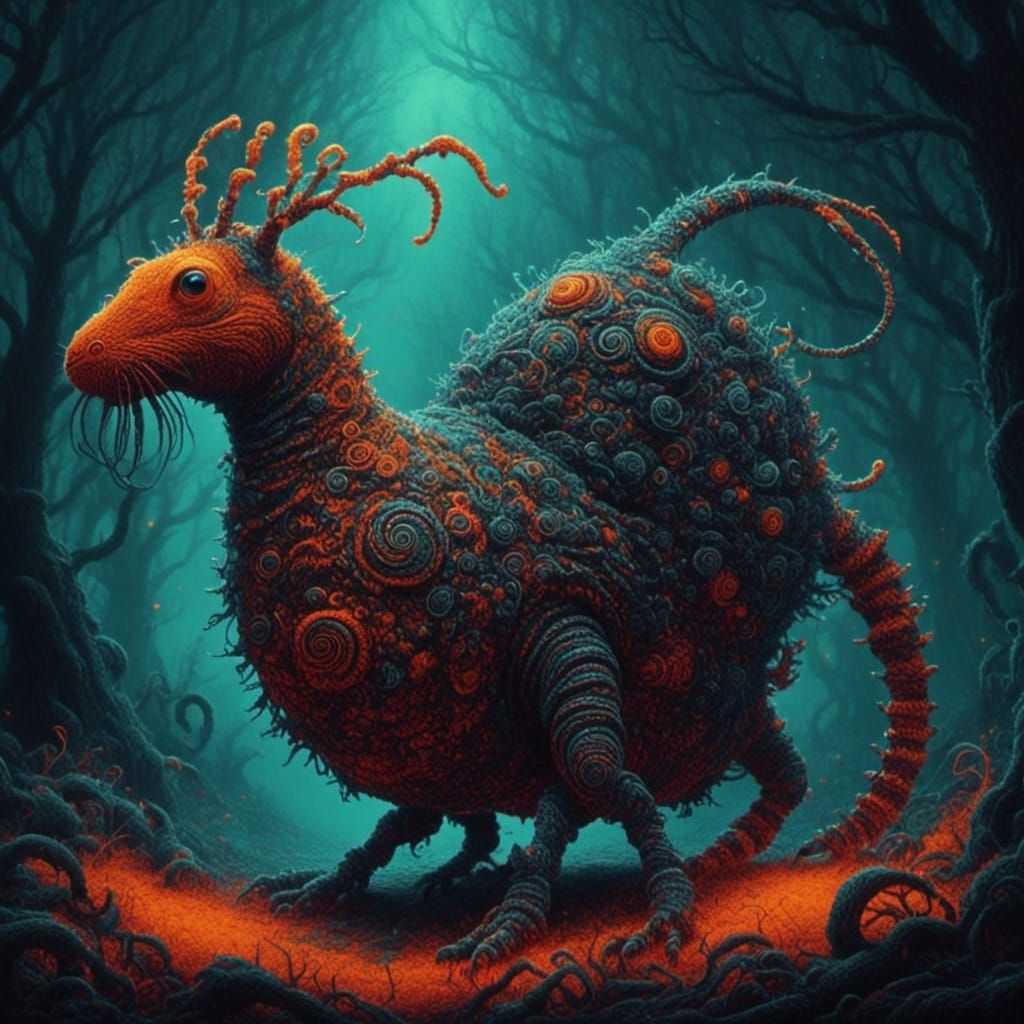 Abstract Portrait with Vibrant Colors and Intricate Details