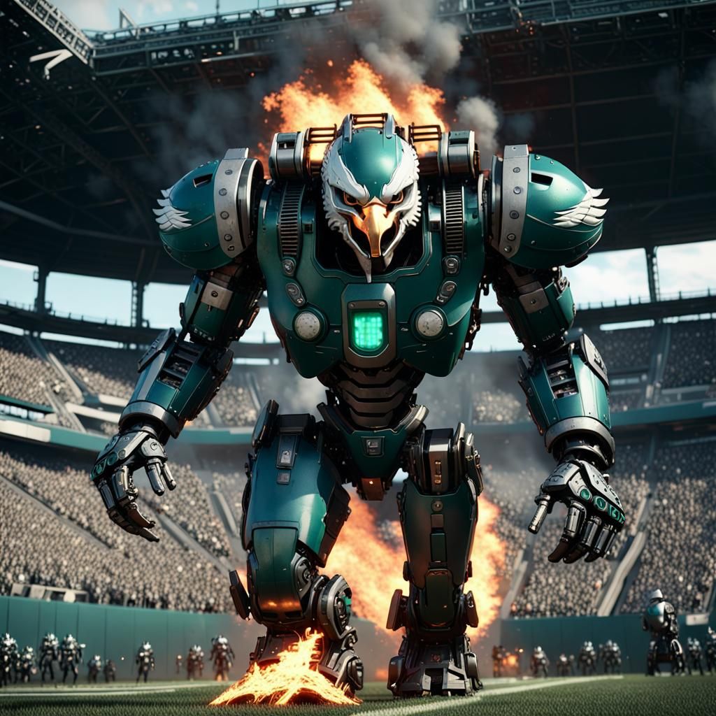 Philadelphia Eagles Enter Burning Stadium: Sci-Fi Rendering