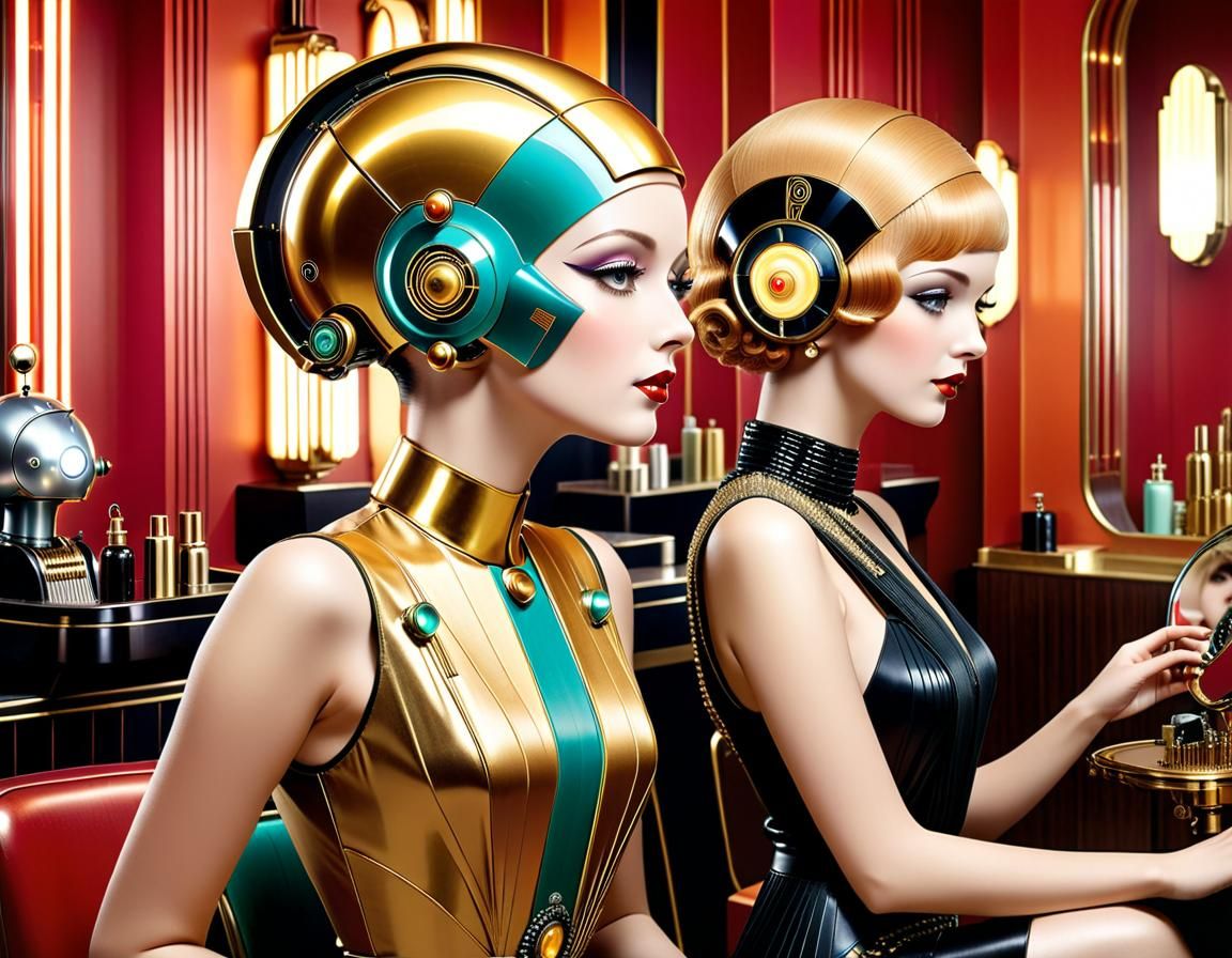 Art Deco Robots in a Vintage Beauty Salon