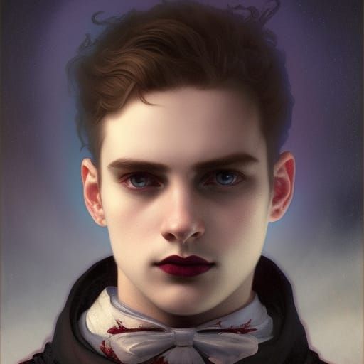 Eerie Gothic Portrait of Sad Man with Roses