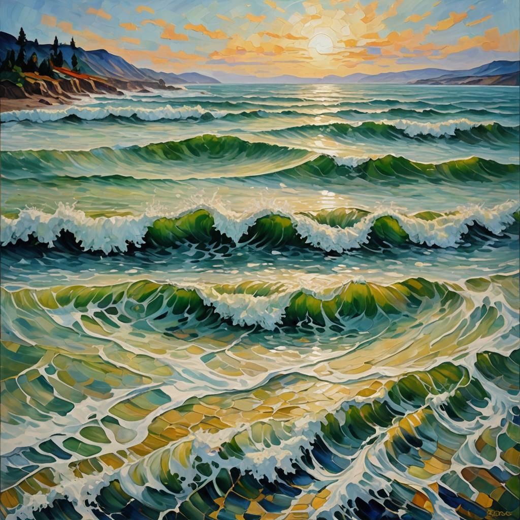 Abstract Emptiness Flows: Neo-Impressionist Oil Painting