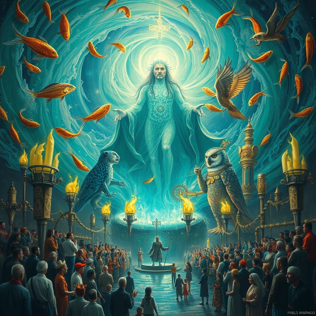 Celestial Shaman Ceremony in Surrealist Style