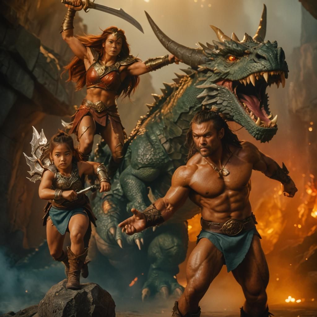 Epic Warriors Ride a Dragon: Cinematic Fantasy Scene