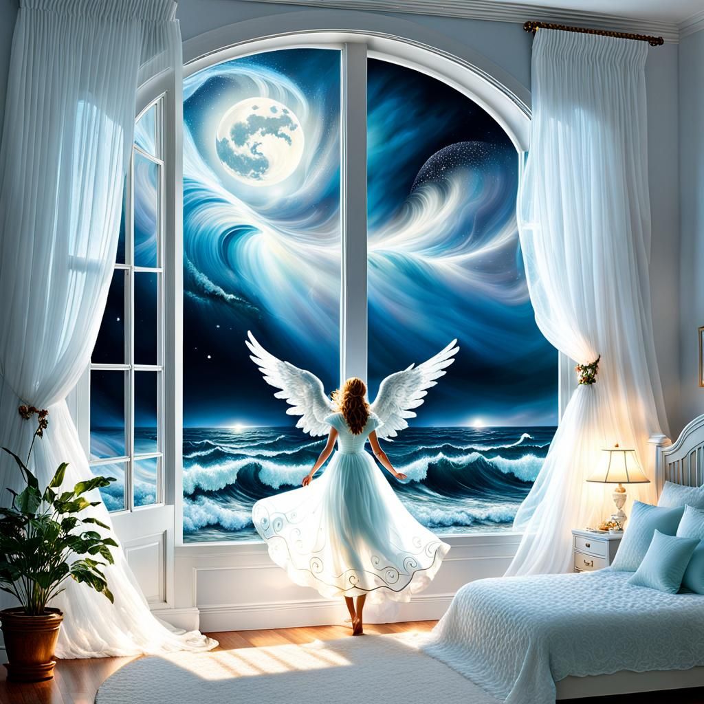 Angelic Ocean Vortex in Ethereal Fantasy Style
