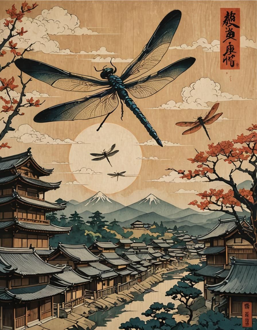 Dragonflies over the village