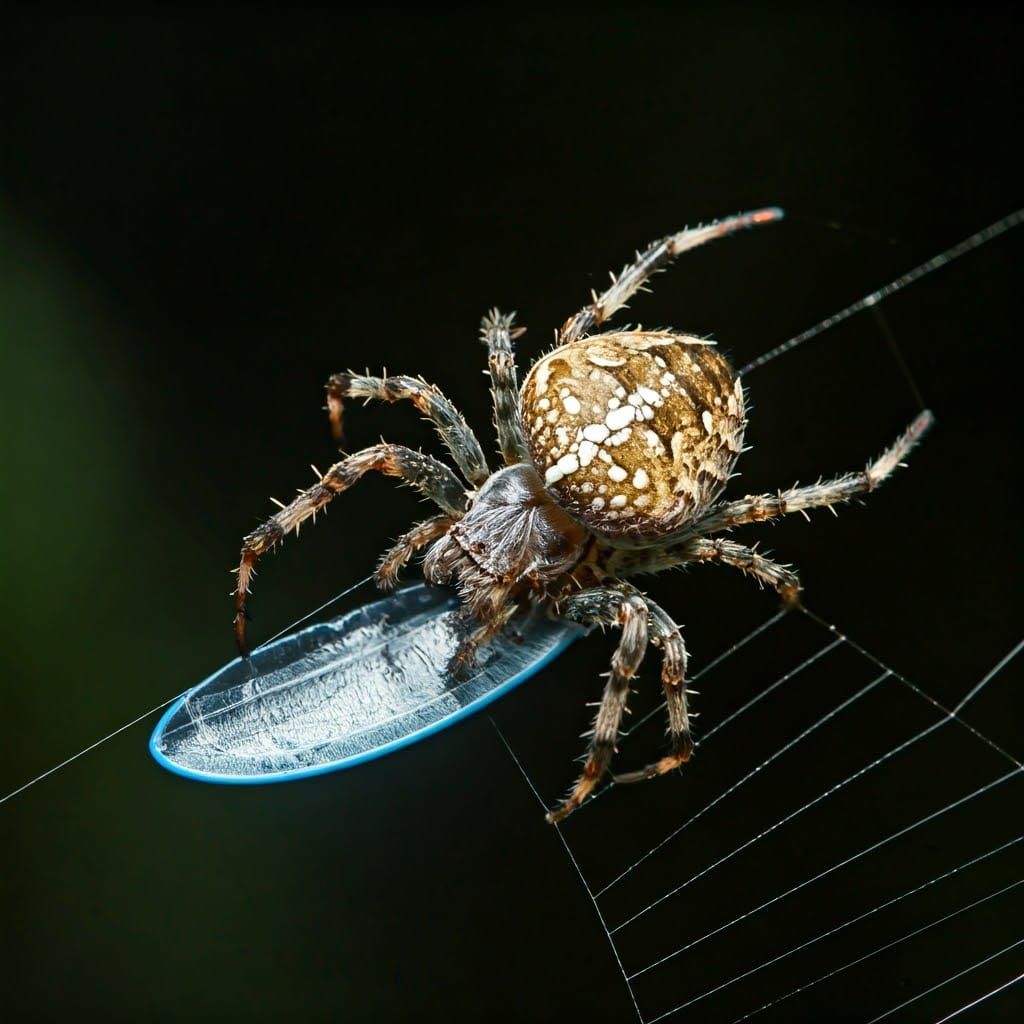 Spider Surfing on a Web: An AI-Generated Image