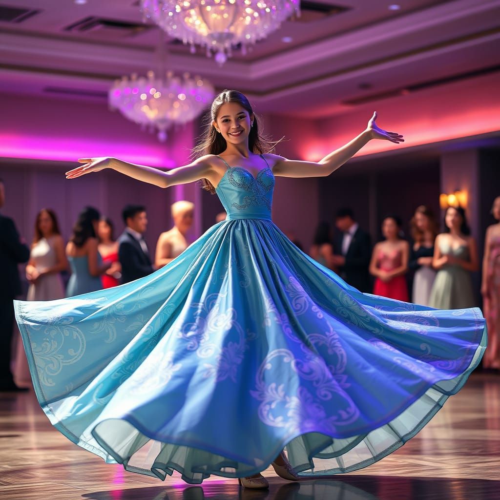 Iridescent Ball Gown in Whimsical Art Nouveau Style